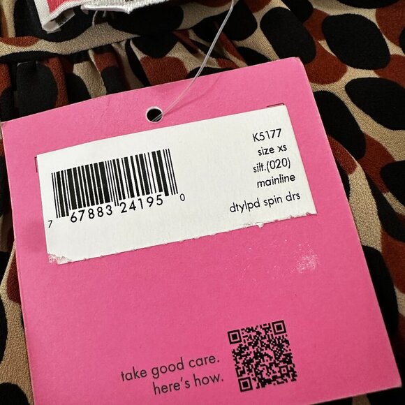 NWT Kate Spade Dotty Leopard Spin Dress Women's XS Animal Print Mini Long Sleeve - Picture 5 of 8